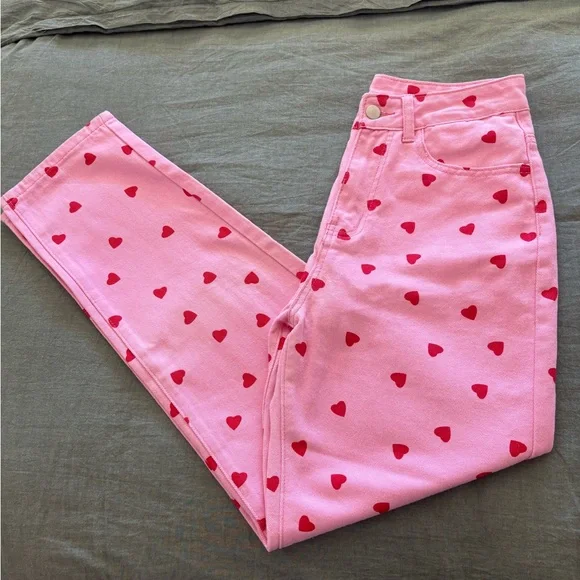 SHEIN Pink Heart High Rise Jeans - Picture 6 of 13